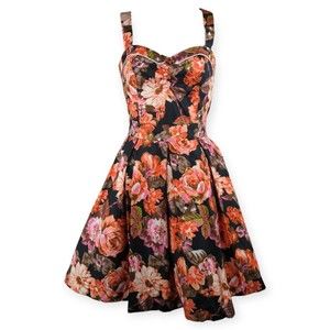 Beach Bash Art Tatyana Pink Retro Floral Fit Flare Modcloth Dress Pinup Skater S
